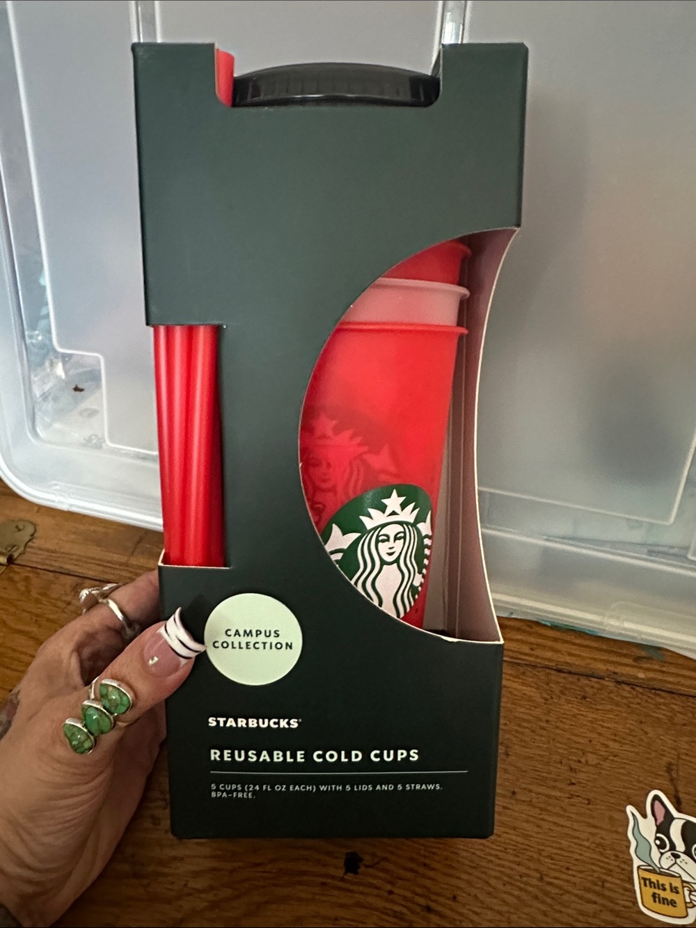 Starbucks Red Reusable Cold Cups with Lids & Straws - Campus Collection